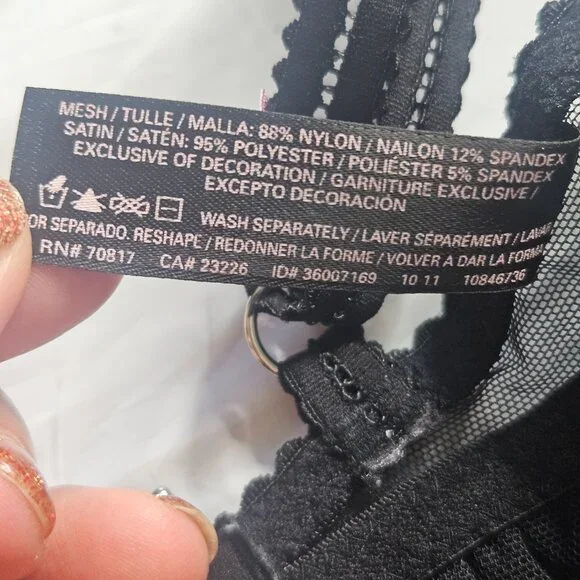 Victoria's Secret Sexy Little Things Babydoll SZ Large Black Sheer Rhinestones - Picture 14 of 14